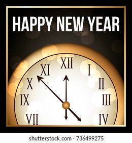 happy new year 2018 gold clock with glowing frame elegant luxury