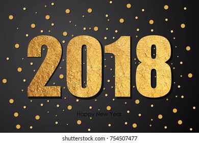 Happy New Year 2018. Gold Numbers Design of greeting card. Vector illustration