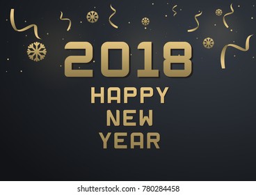 Happy New year 2018 gold on black background