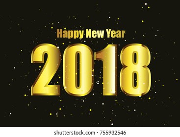 Happy New Year 2018 - Golden Text - Vector