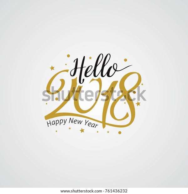 白い背景に18年の新年に祝う金色のタイポグラフィ 冬の休日には手書きの文字を使ったグリーティングカードのデザイン ベクターイラスト のベクター画像素材 ロイヤリティフリー