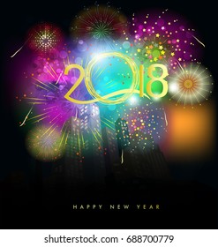 Happy new year 2018 greeting card