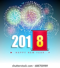 Happy new year 2018 greeting card