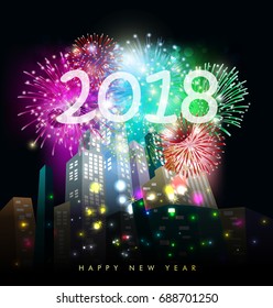 Happy new year 2018 greeting card