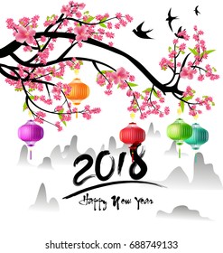 Happy new year 2018 greeting card