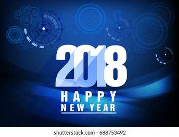 Happy new year 2018 greeting card