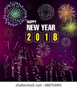 Happy new year 2018 greeting card