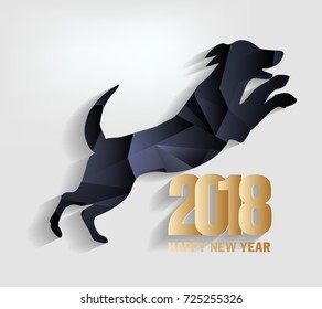 Happy new year 2018 greeting card, chinese new year of ther dog