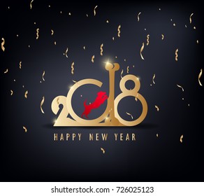 Happy new year 2018 greeting card and chinese new year of the dog