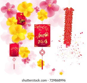 Happy new year 2018 greeting card and chinese new year of the dog