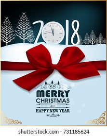 Happy new year 2018 greeting card