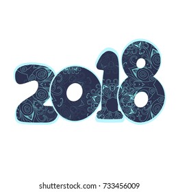 Happy New Year 2018. Greeting card for your design with patterns