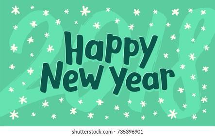 Happy New Year 2018 greeting card with typography. Poster for Year of the Dog party decoration. Vector illustration