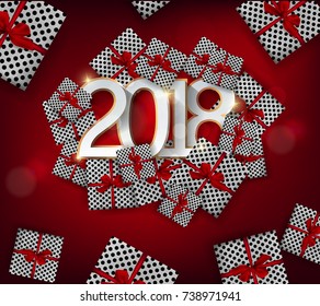 Happy new year 2018 greeting card and merry christmas