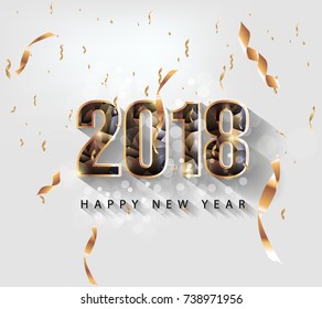 Happy new year 2018 greeting card and merry christmas