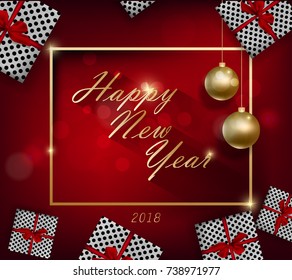 Happy new year 2018 greeting card and merry christmas