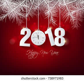 Happy new year 2018 greeting card and merry christmas