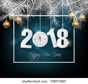 Happy new year 2018 greeting card and merry christmas