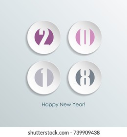 Happy new year 2018 greeting card. Vector illustration.