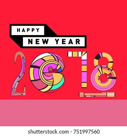 Happy New Year 2018 Greeting Card and Calendar Cover Template. 
