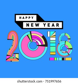 Happy New Year 2018 Greeting Card and Calendar Cover Template. 