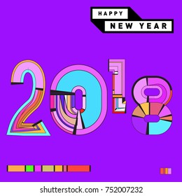 Happy New Year 2018 Greeting Card and Calendar Cover Template. 