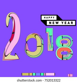Happy New Year 2018 Greeting Card and Calendar Cover Template. 