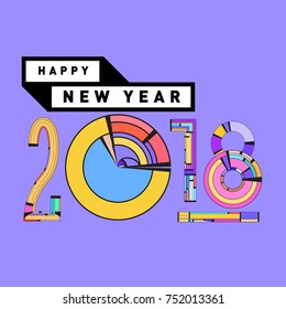 Happy New Year 2018 Greeting Card and Calendar Cover Template. 