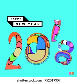 Happy New Year 2018 Greeting Card and Calendar Cover Template. 