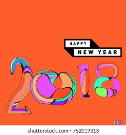 Happy New Year 2018 Greeting Card and Calendar Cover Template. 