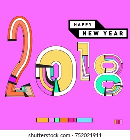 Happy New Year 2018 Greeting Card and Calendar Cover Template. 