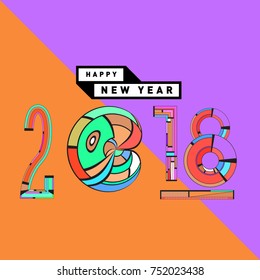 Happy New Year 2018 Greeting Card and Calendar Cover Template. 