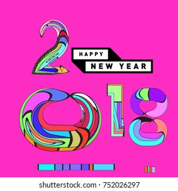 Happy New Year 2018 Greeting Card and Calendar Cover Template. 