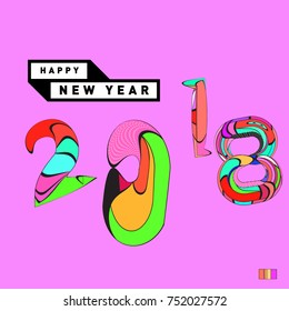 Happy New Year 2018 Greeting Card and Calendar Cover Template. 