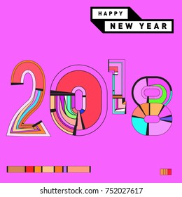 Happy New Year 2018 Greeting Card and Calendar Cover Template. 