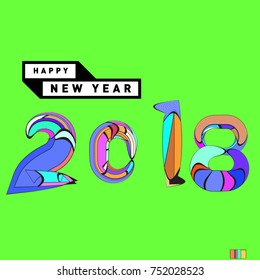 Happy New Year 2018 Greeting Card and Calendar Cover Template. 