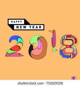 Happy New Year 2018 Greeting Card and Calendar Cover Template. 