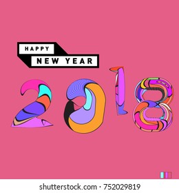 Happy New Year 2018 Greeting Card and Calendar Cover Template. 
