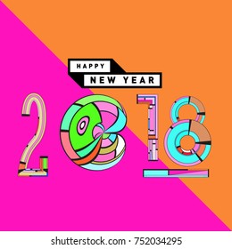 Happy New Year 2018 Greeting Card and Calendar Cover Template. 