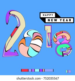 Happy New Year 2018 Greeting Card and Calendar Cover Template. 