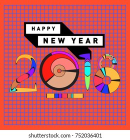 Happy New Year 2018 Greeting Card and Calendar Cover Template. 