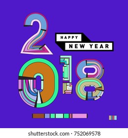 Happy New Year 2018 Greeting Card and Calendar Cover Template. 