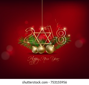 Happy new year 2018 greeting card and merry christmas