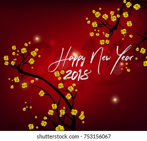 Happy new year 2018 greeting card and merry christmas