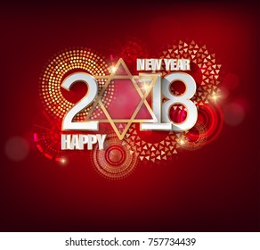 Happy new year 2018 greeting card and merry christmas, chinese new year of the dog