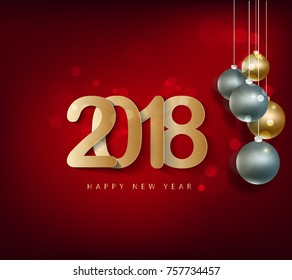 Happy new year 2018 greeting card and merry christmas, chinese new year of the dog