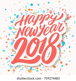 Happy New Year 2018. Greeting card.