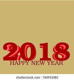 Happy New Year 2018 greeting RED with golden background Illustration with gradients vector illusion space