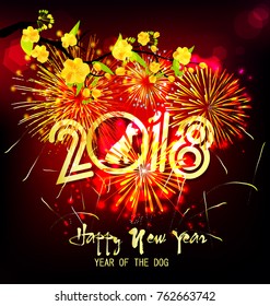 Happy new year 2018 greeting card and chinese new year of the dog