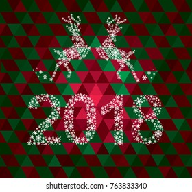 Happy New Year 2018 greeting card. 